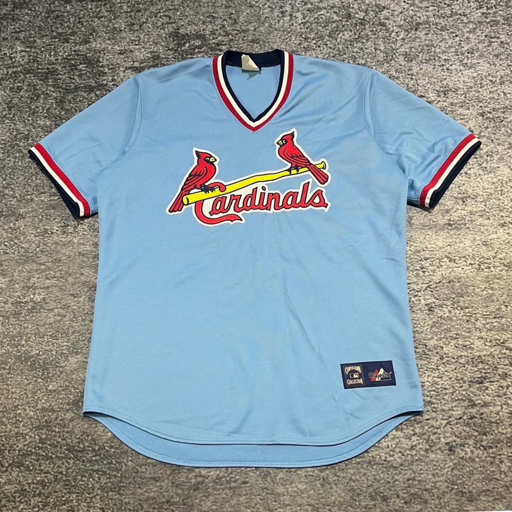 VTG St. Louis Cardinals Jersey Majestic Cooperstown Collection Mens Large Blue